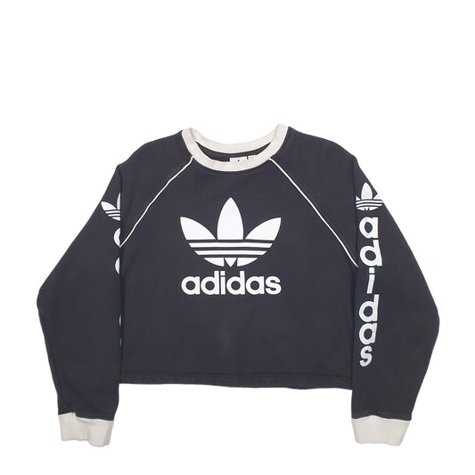 Mens Black Adidas Spellout Crewneck Jumper