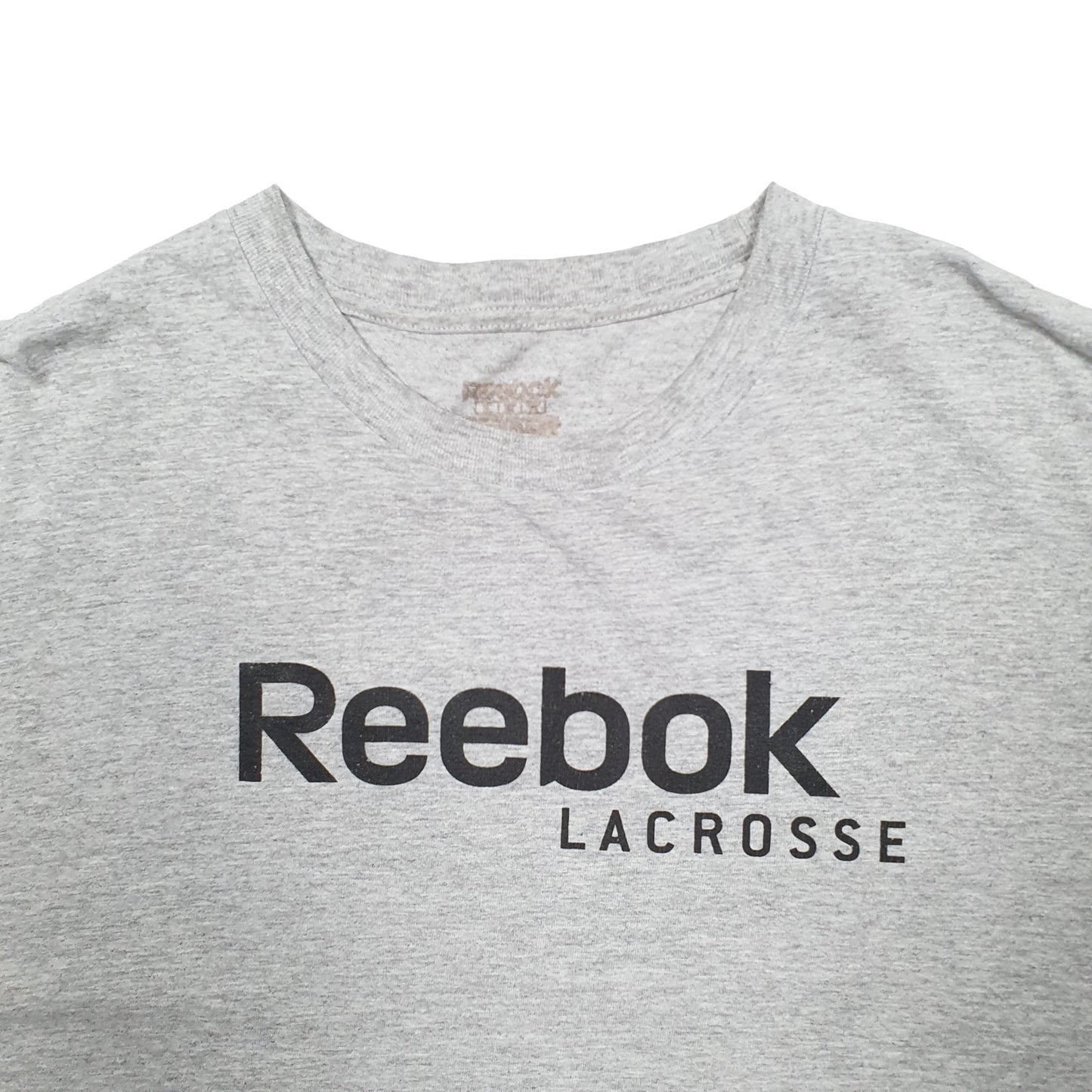 Mens Grey Reebok Spellout Lacross Short Sleeve T Shirt