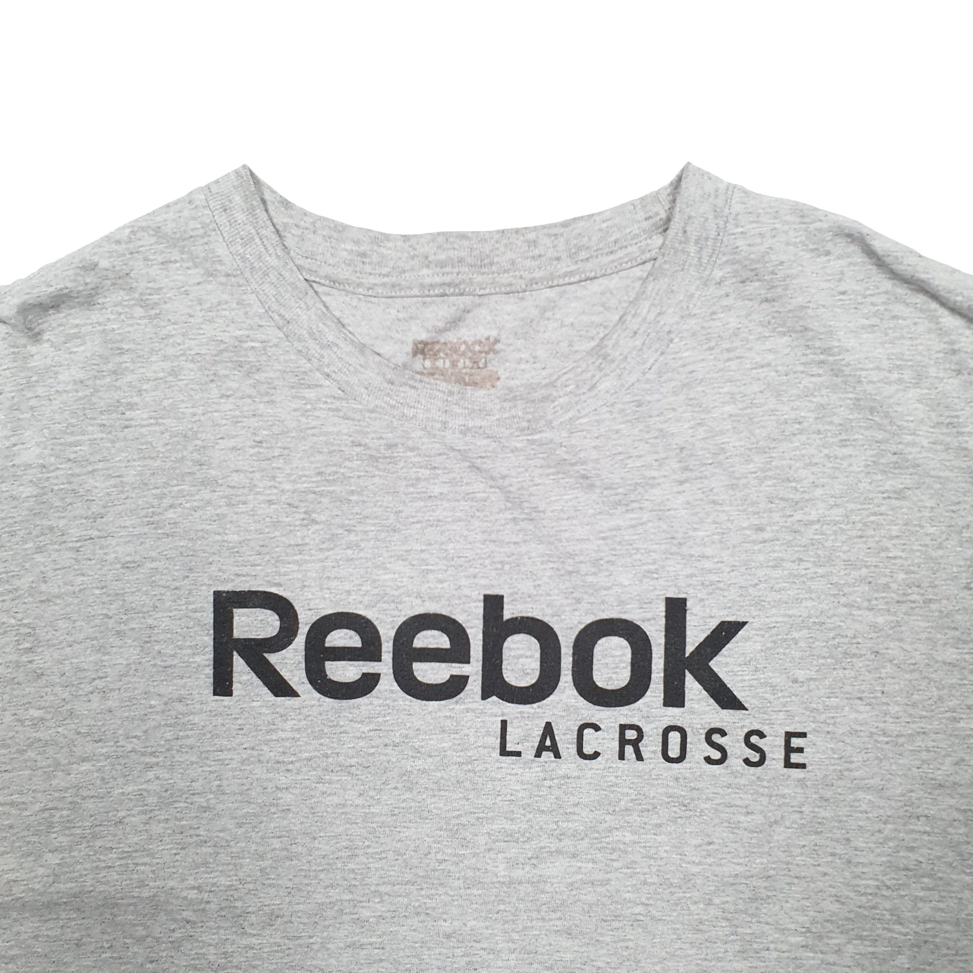 Mens Grey Reebok Spellout Lacross Short Sleeve T Shirt