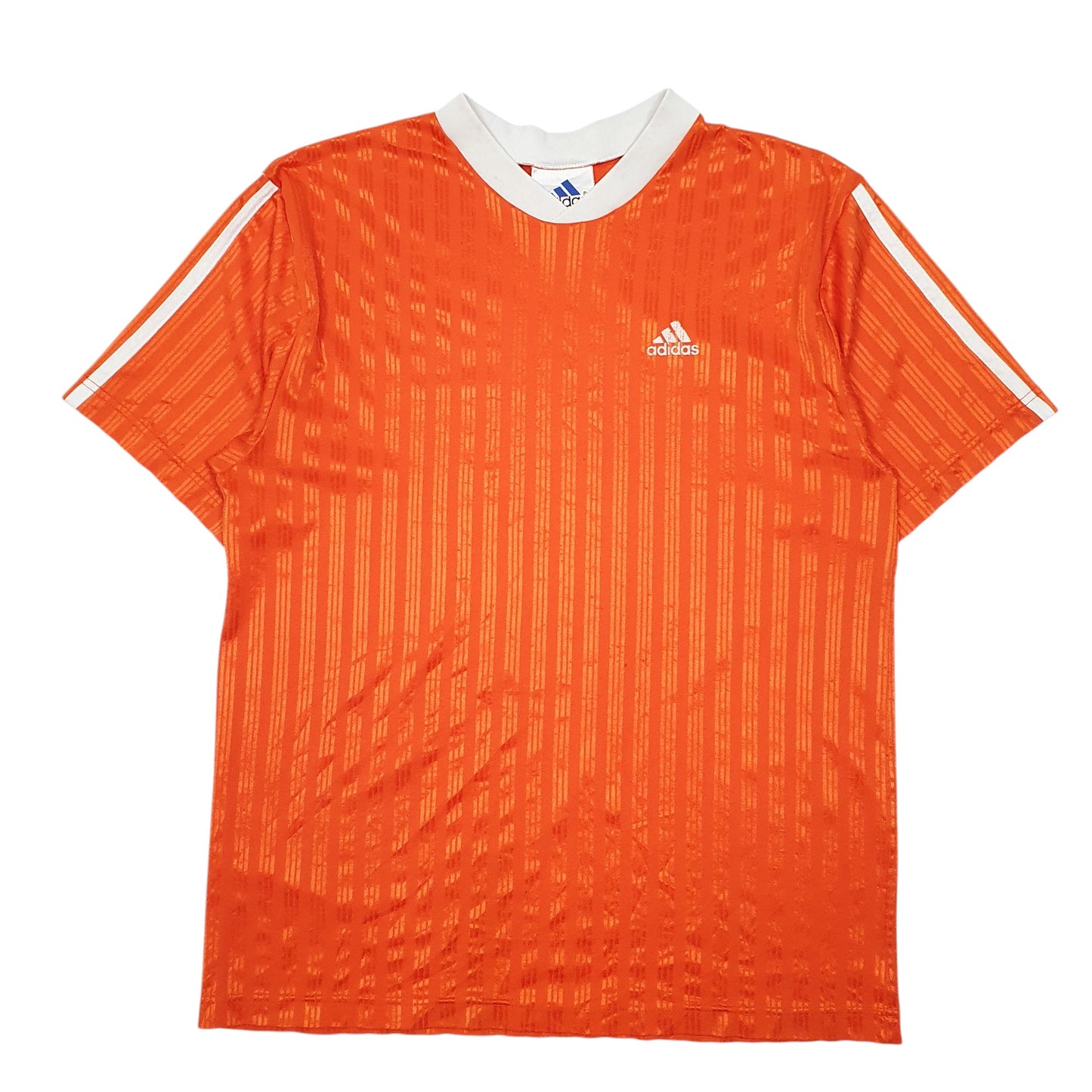 Mens Orange Adidas Vintage 90s Active Football Gym Short Sleeve T Shirt