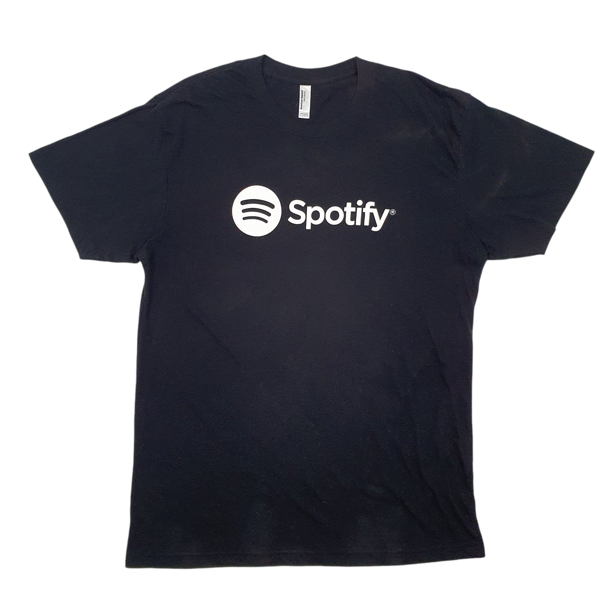 Mens Black American Apparel Spotify Short Sleeve T Shirt