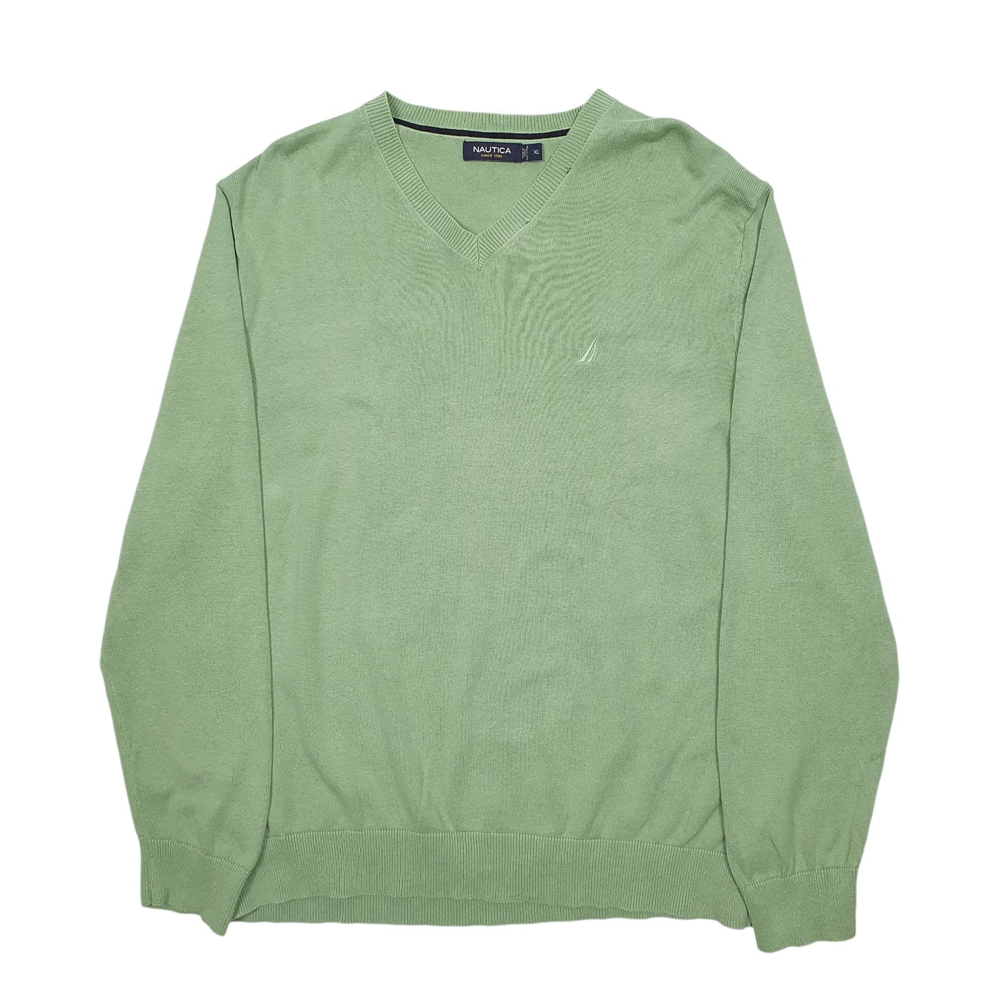 Mens Green Nautica Knit Crewneck Jumper