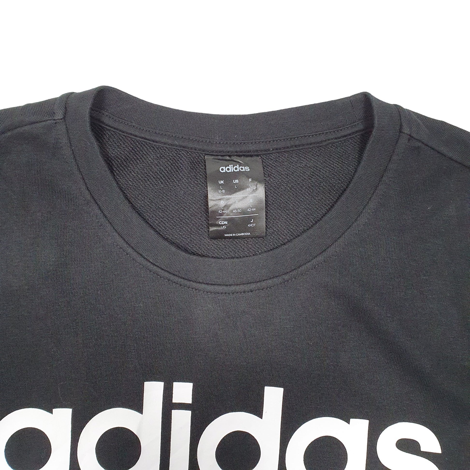 Womens Black Adidas  Crewneck Jumper