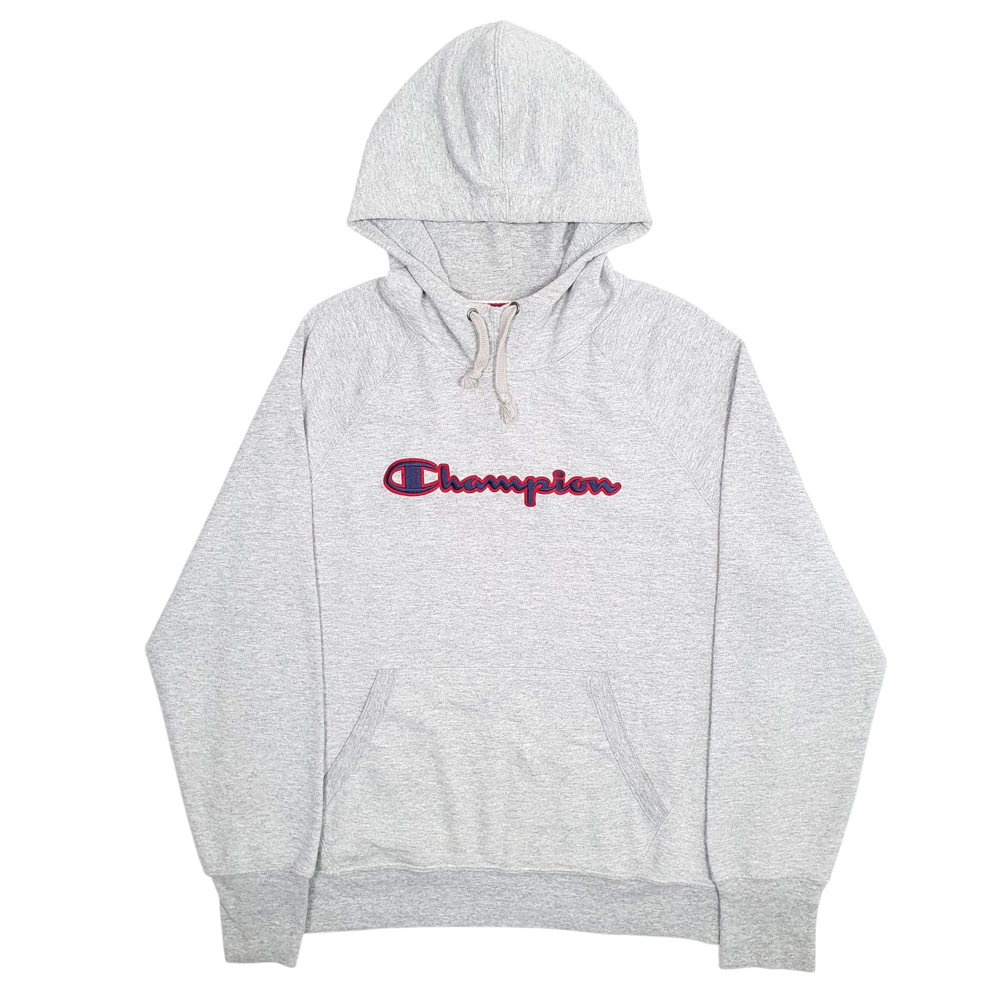 Mens Grey Champion Spellout Hoodie Jumper