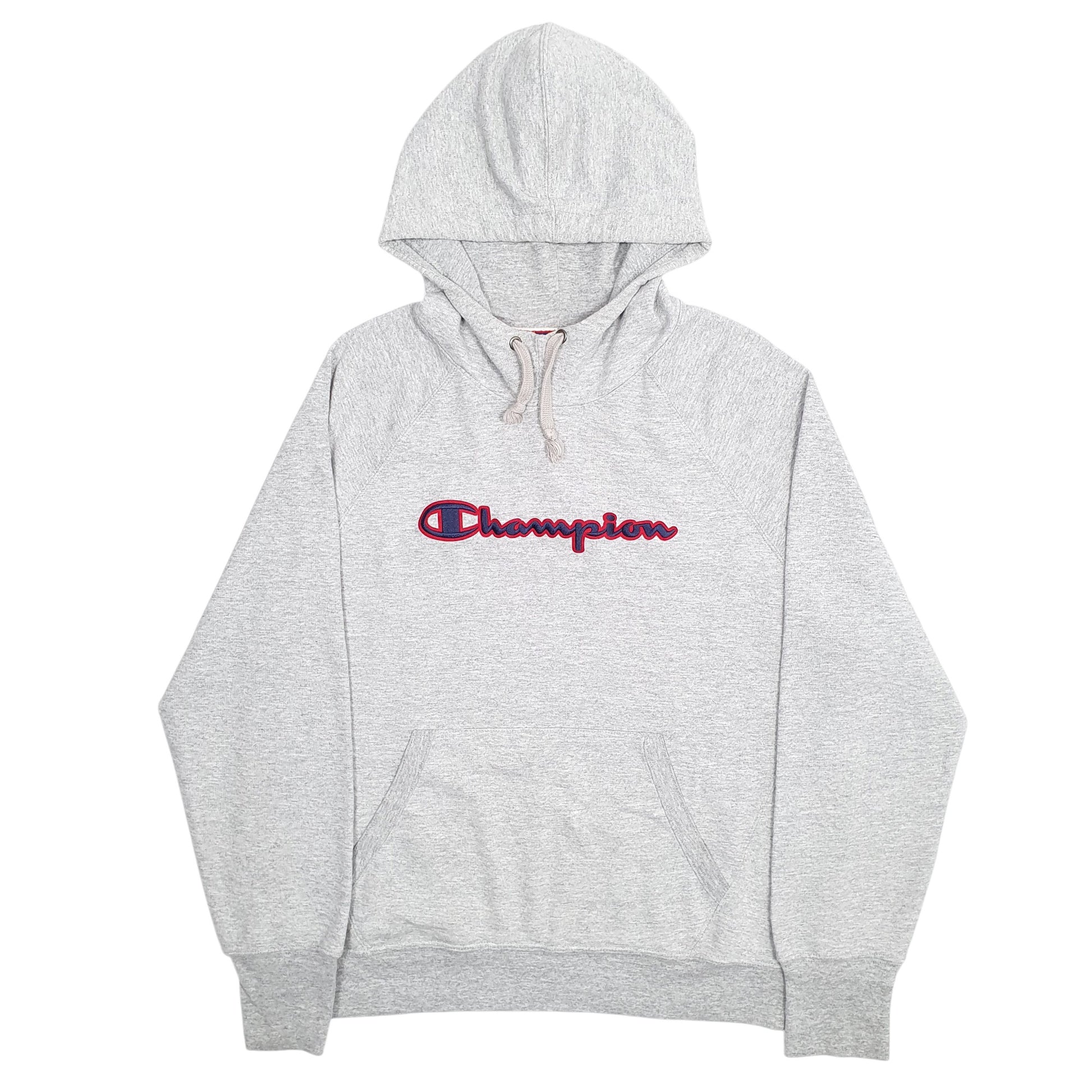 Mens Grey Champion Spellout Hoodie Jumper