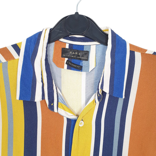 Mens Blue Zara Relaxed Short Sleeve Shirt