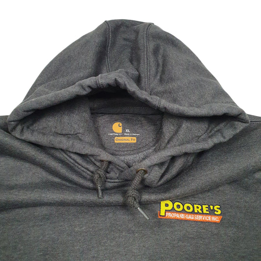 Mens Grey Carhartt Workwear Poores Propaine Gas Servicing USA Hoodie Jumper
