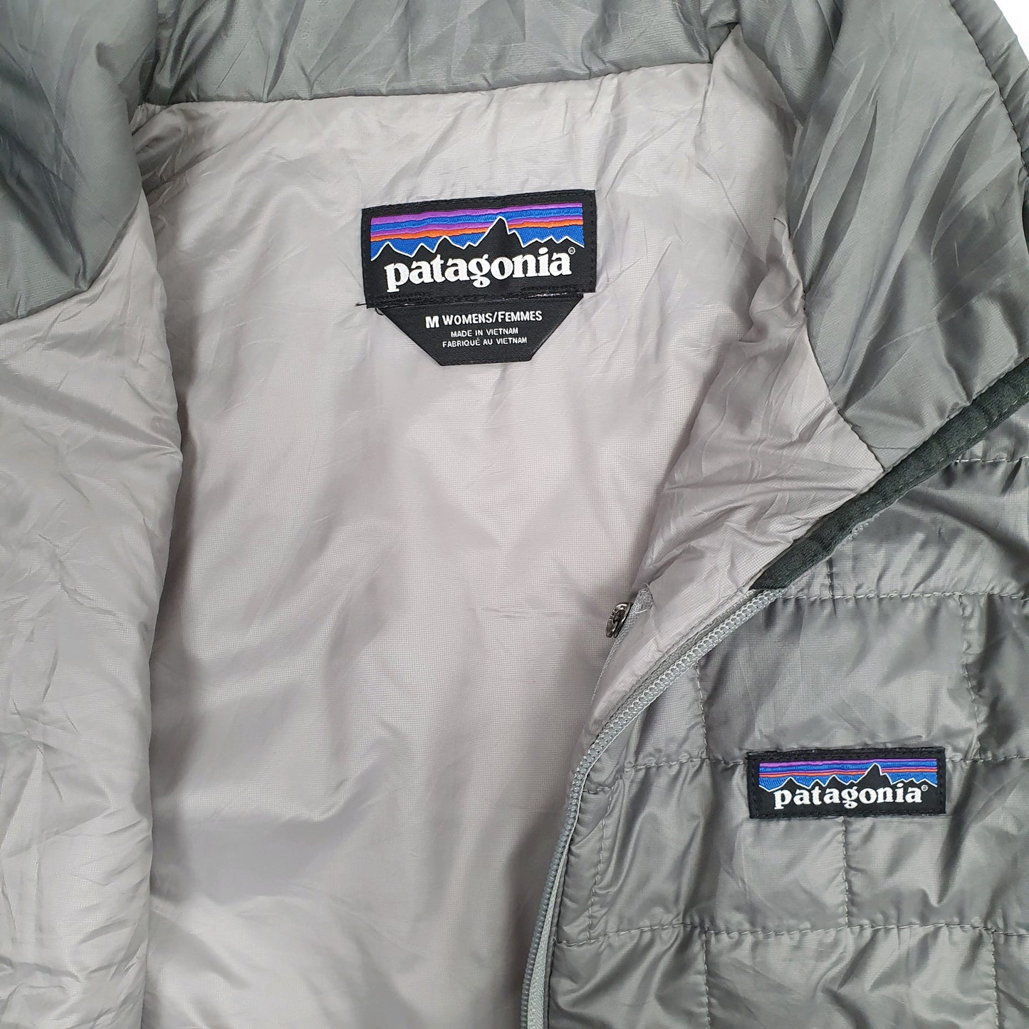 Womens Grey Patagonia Nano Puff Puffer Vest Full Zip Coat