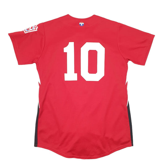 Mens Red Teamwork Baseball Jersey KPLL Little League Made In USA Short Sleeve T Shirt