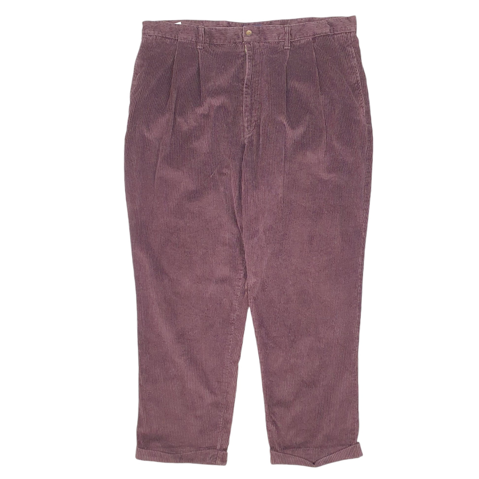 Mens Burgundy Dockers Double Pleated Corduroy Trousers
