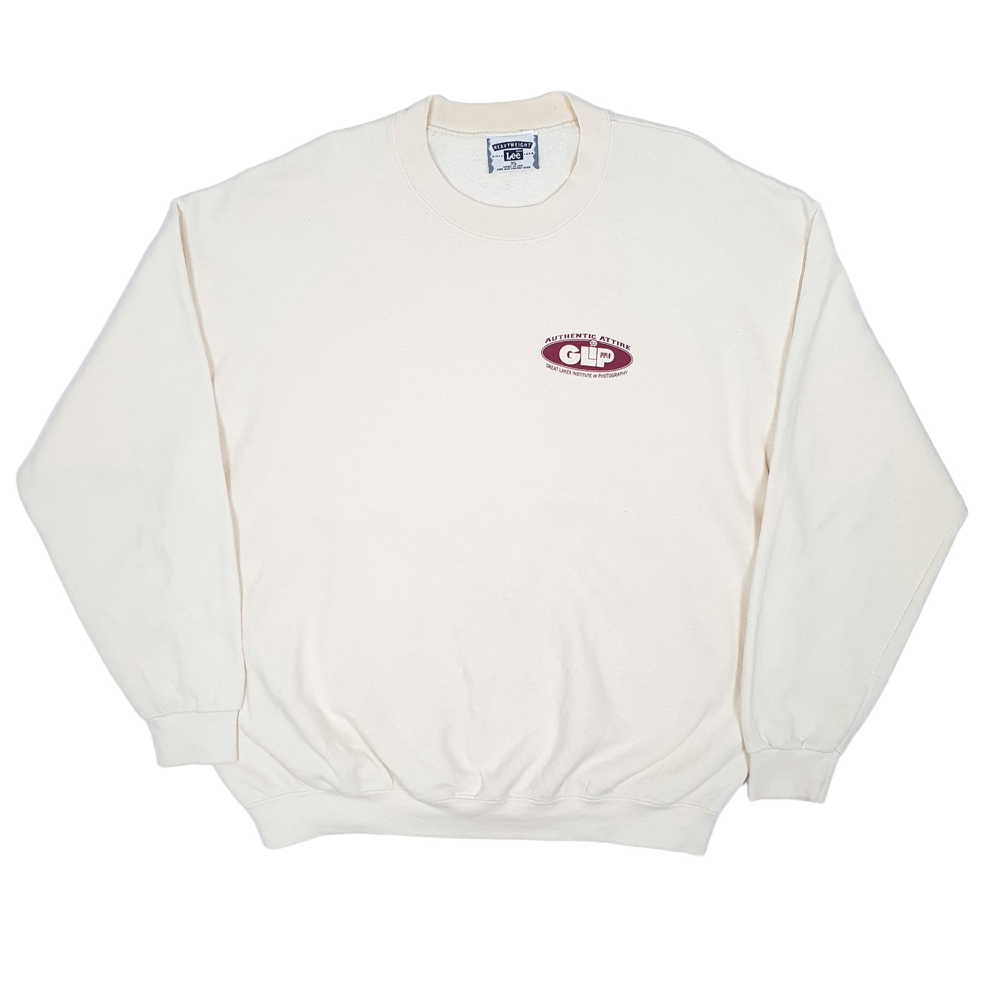 Mens Cream Lee GLIP Heavyweight Made In USA Great Lakes Photography Crewneck Jumper