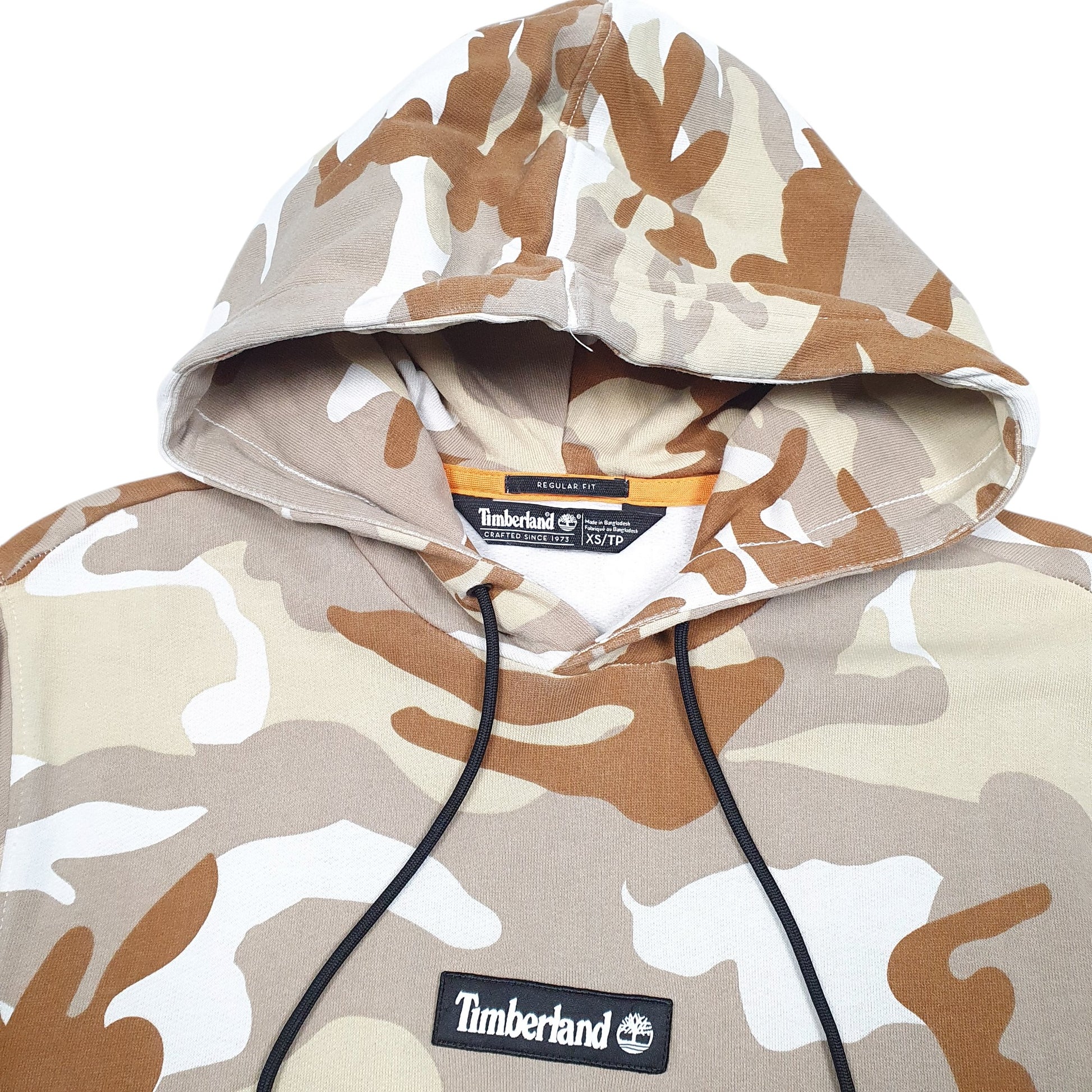 Mens White Timberland Box Logo Spellout Camouflage Desert Hoodie Jumper