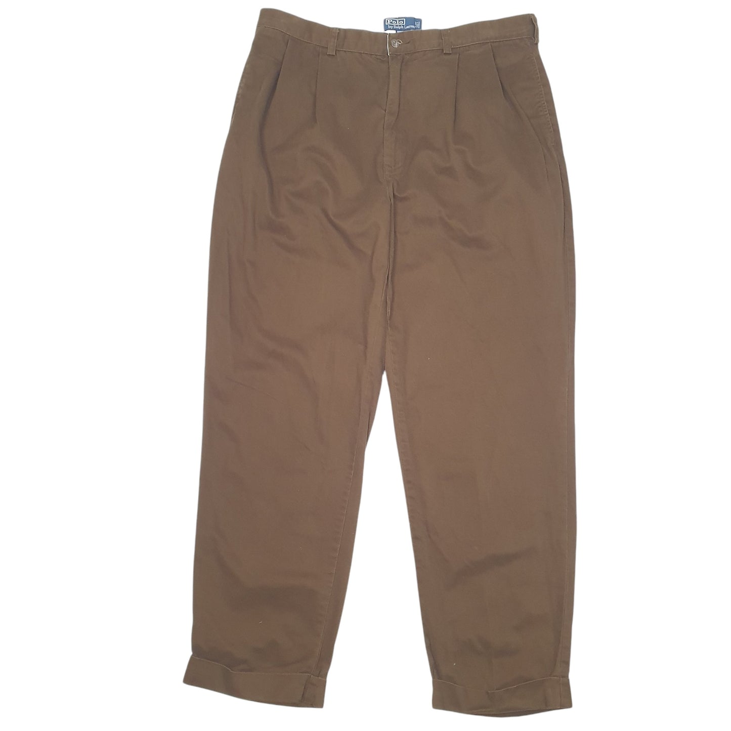 Mens Brown Polo Ralph Lauren Vintage Hammond Pant Double Pleated Chino Trousers