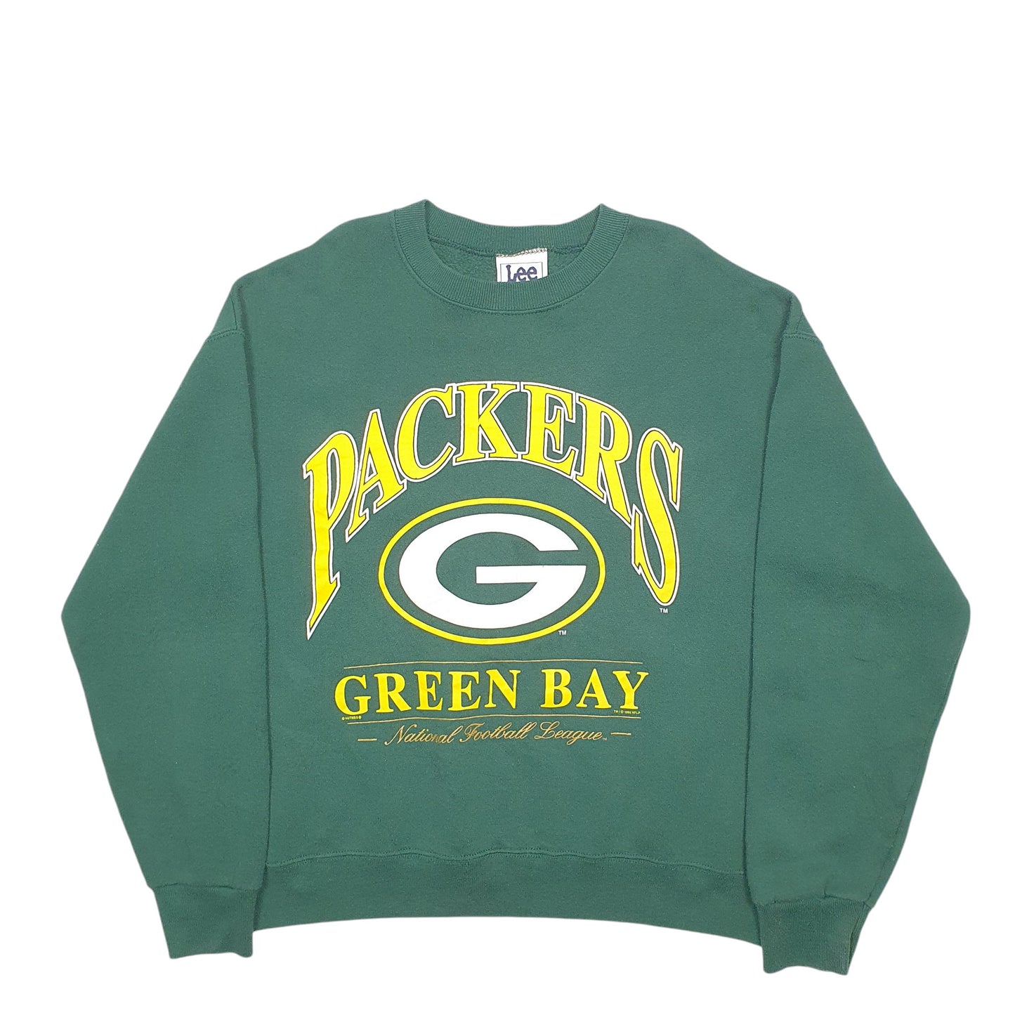 Mens Green Lee Green Bay Packers NFL Vintage 90's Made In USA Crewneck Jumper