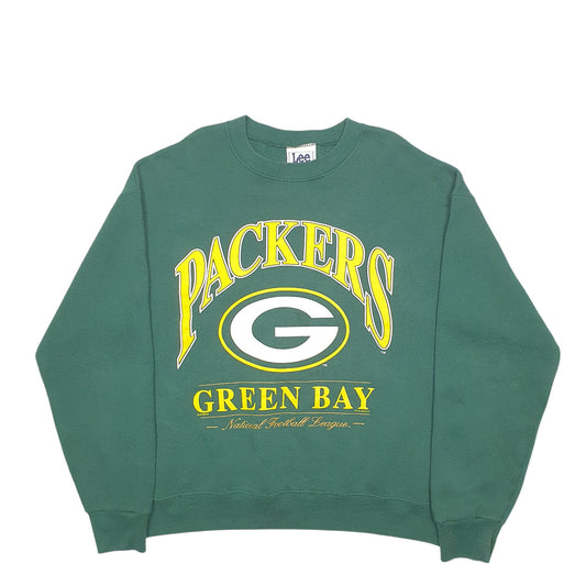 Mens Green Lee Green Bay Packers NFL Vintage 90's Made In USA Crewneck Jumper