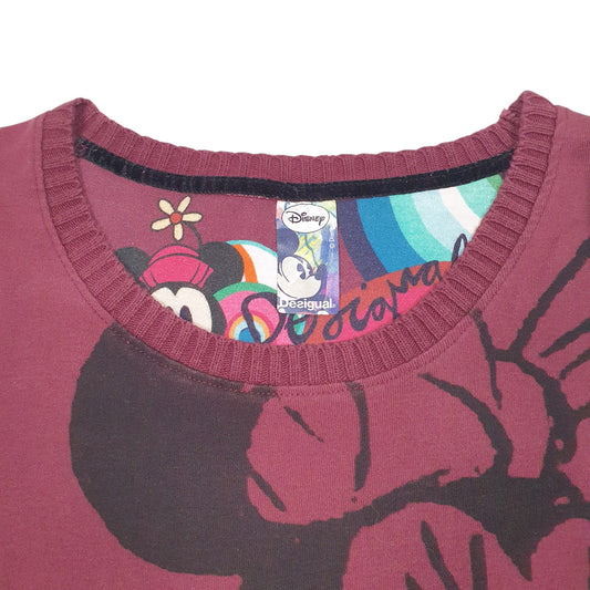 Womens Burgundy Disney Desigual Minnie Mouse Top Crewneck Jumper