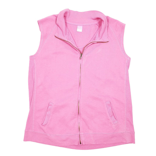 Womens Pink LAT Sleeveless Vest Sweatshirt Sweater Full Zip Jumper