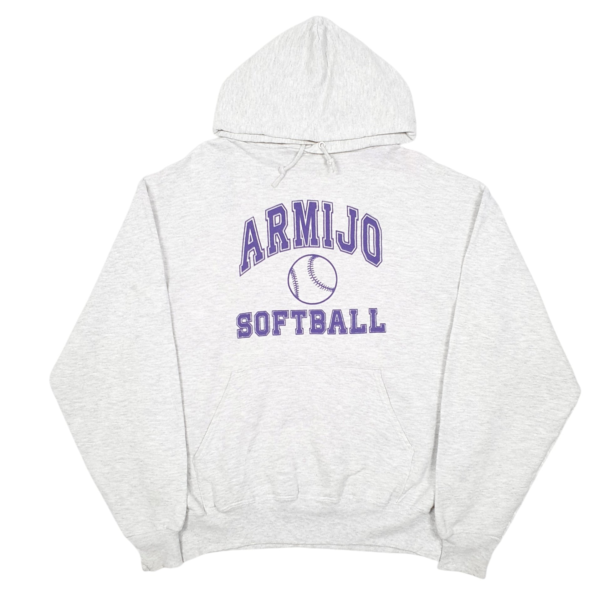 Mens Grey Jerzees Armijo Softball USA Spellout Hoodie Jumper