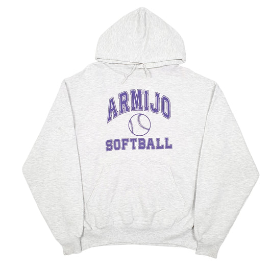 Mens Grey Jerzees Armijo Softball USA Spellout Hoodie Jumper