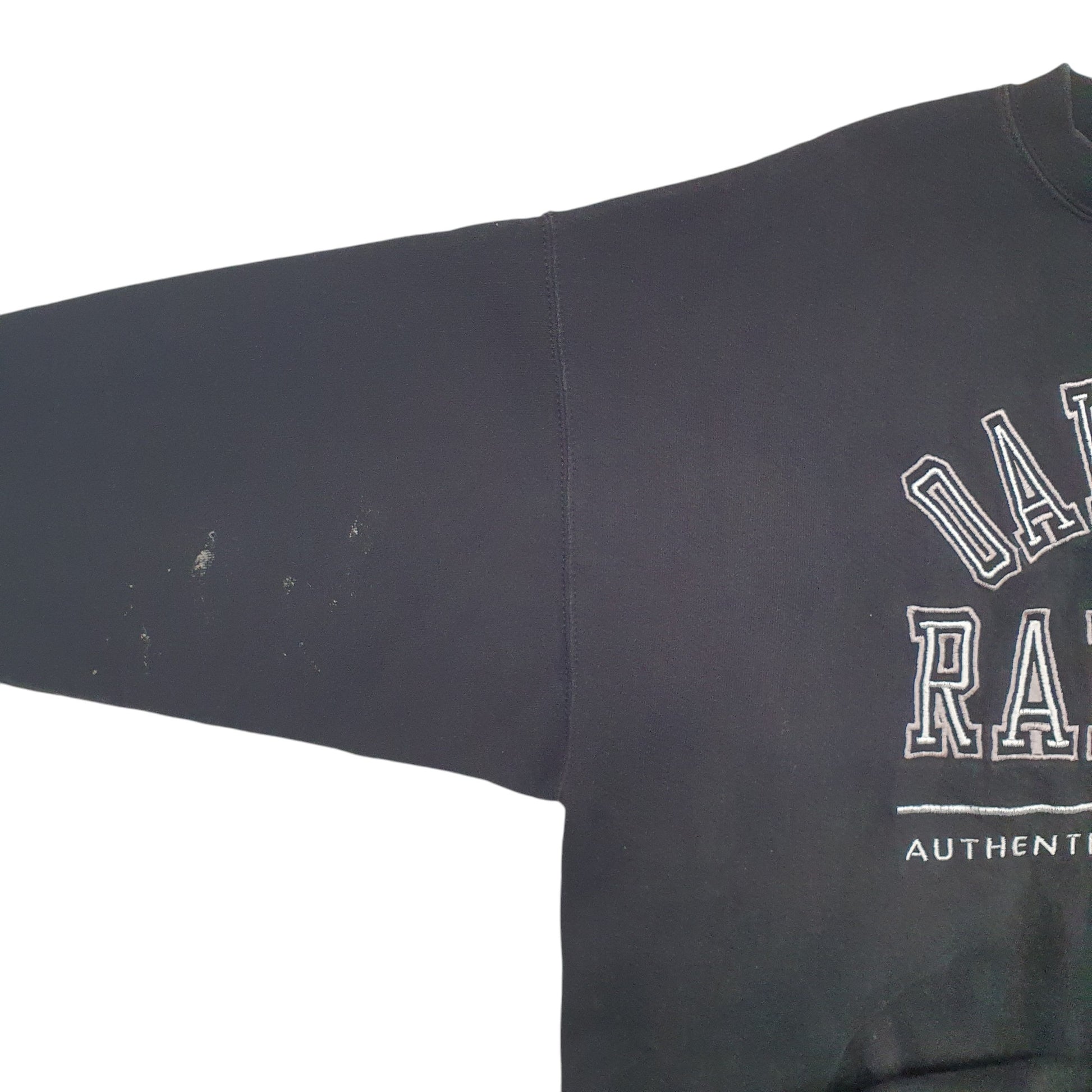 Mens Black Logo Athletic Oakland Raiders NFL Football 90's Vintage Made In USA Crewneck Jumper