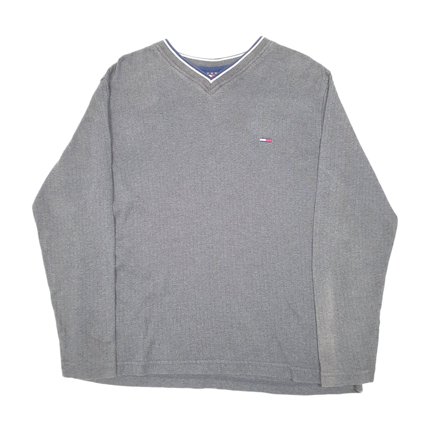 Mens Grey Tommy Hilfiger Knit V Neck Jumper