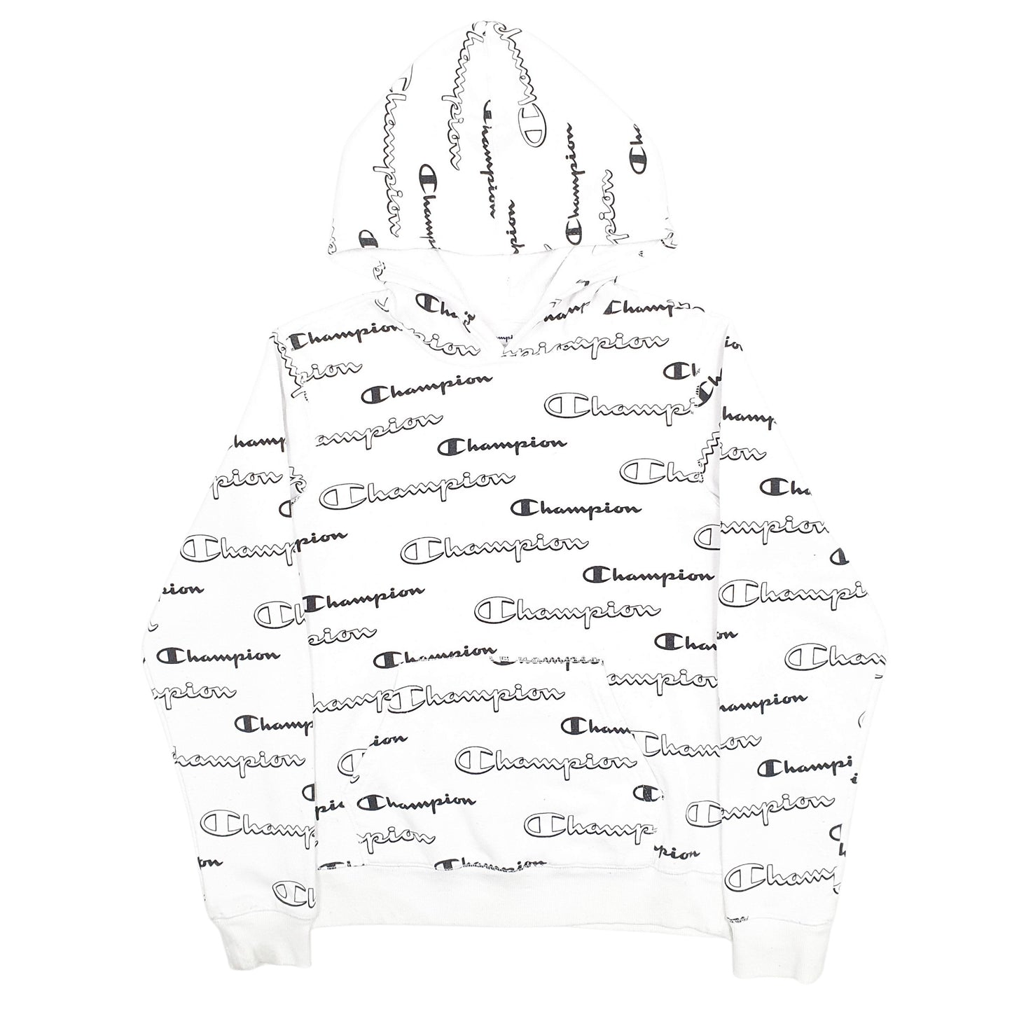 Womens White Champion Spellout Hoodie Jumper