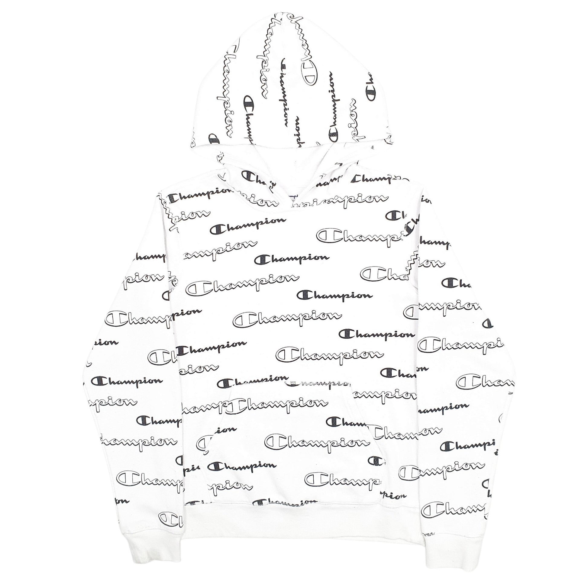 Womens White Champion Spellout Hoodie Jumper