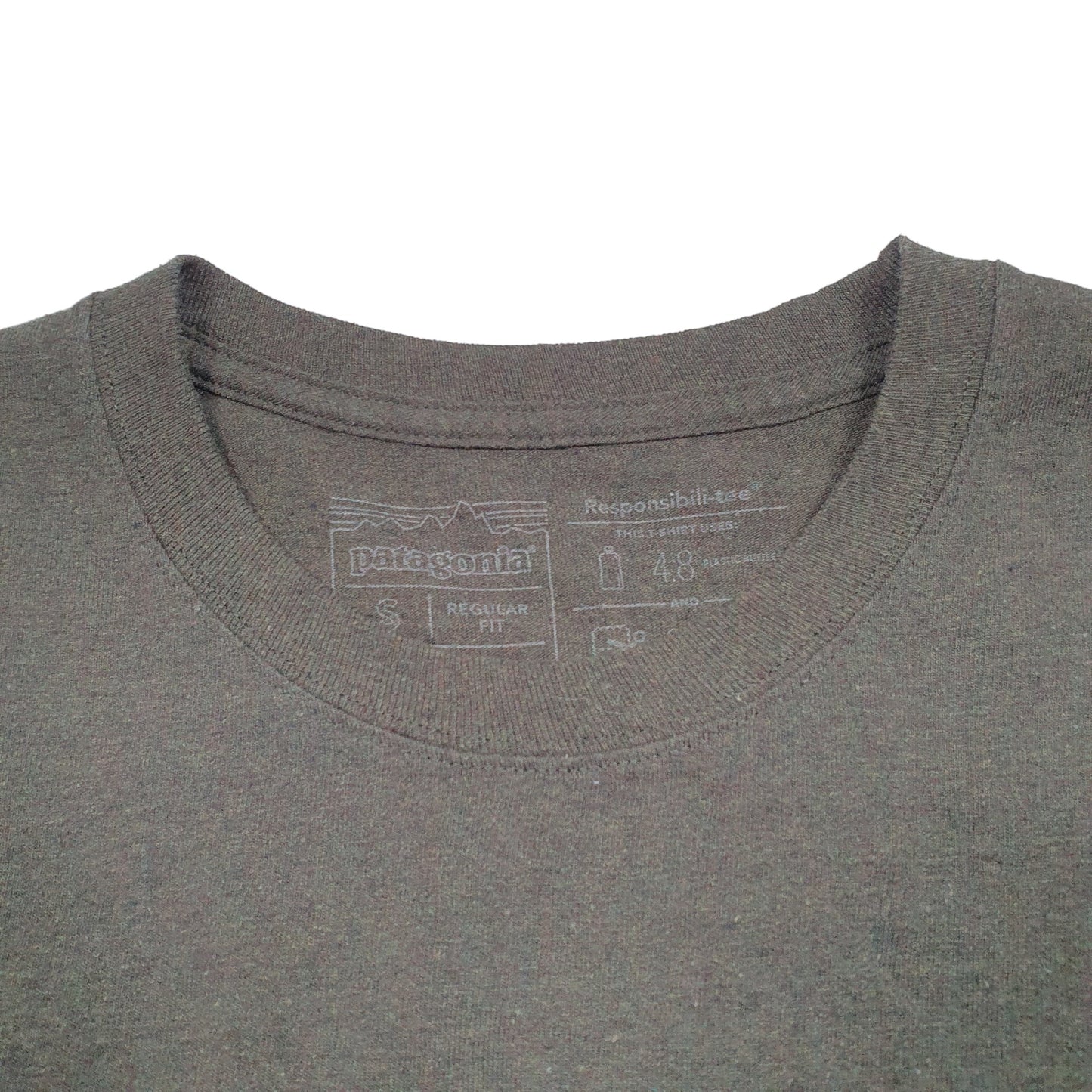 Mens Khaki Patagonia Responsible Tee Spellout Long Sleeve T Shirt
