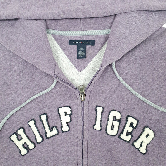 Womens Purple Tommy Hilfiger Spellout Full Zip Jumper