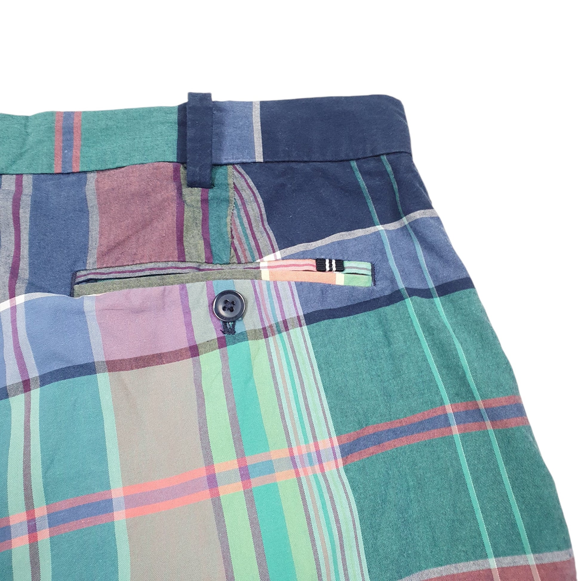 Mens Navy Nautica Madras Trimmer Summer Chino Shorts