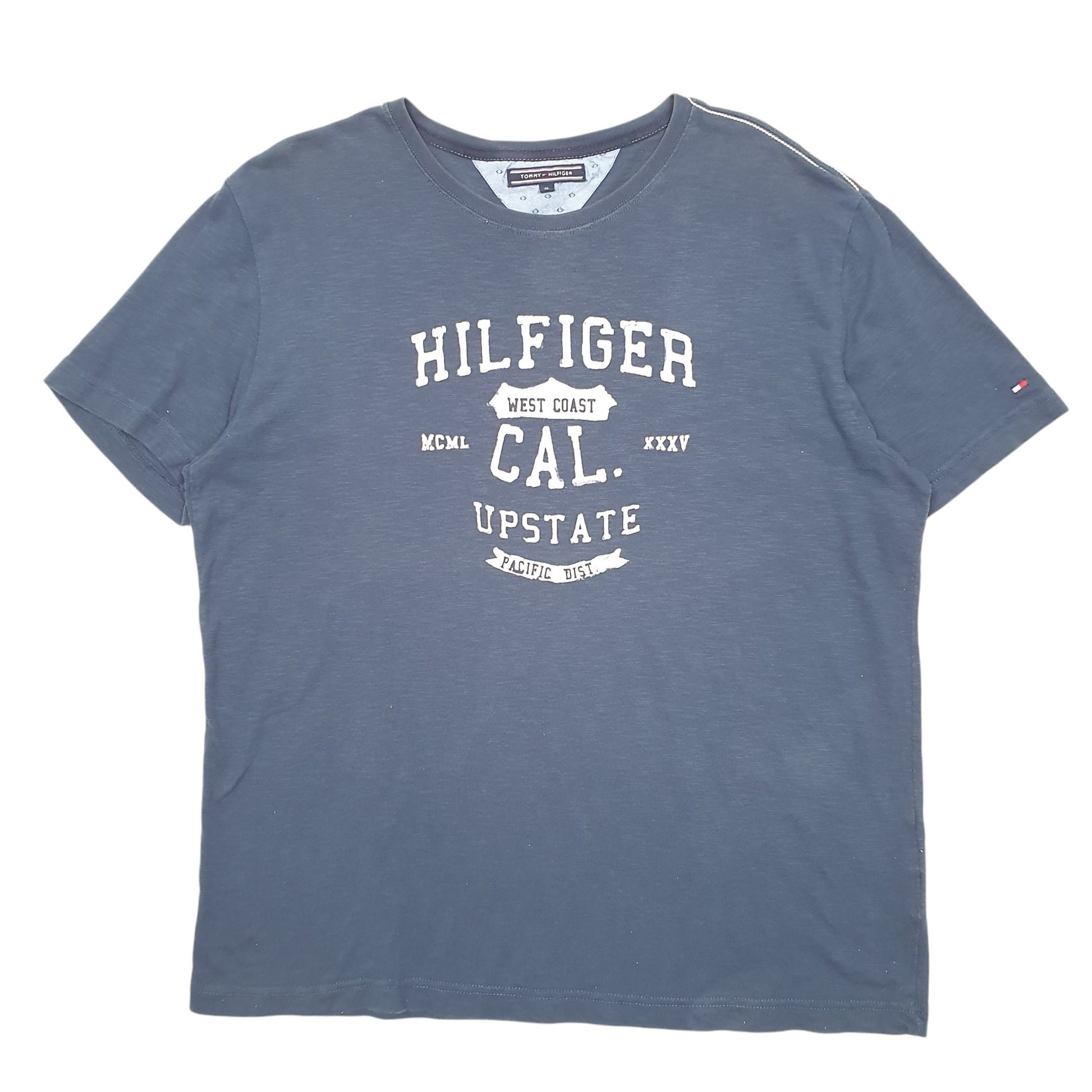 Mens Navy Tommy Hilfiger Cal Upstate Spellout West Coast Short Sleeve T Shirt