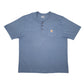 Mens Blue Carhartt Henley Short Sleeve T Shirt
