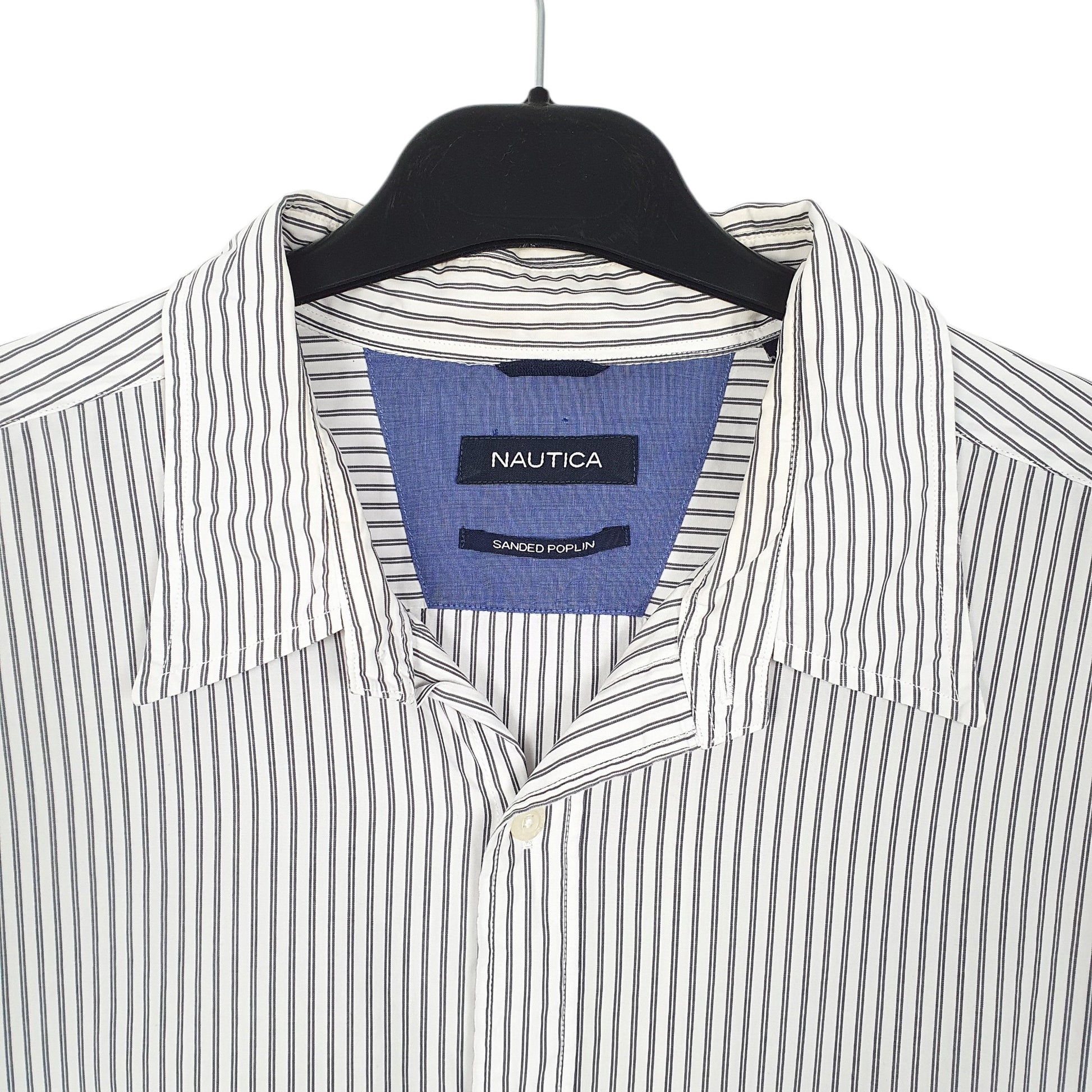 Mens White Nautica Sanded Poplin Short Sleeve Shirt