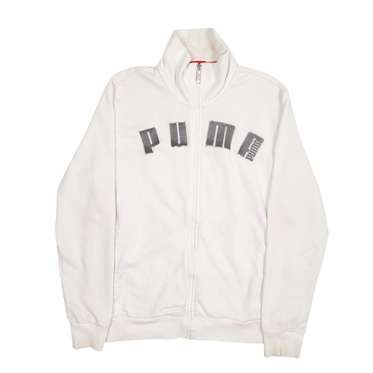Mens White Puma Spellout Full Zip Jumper