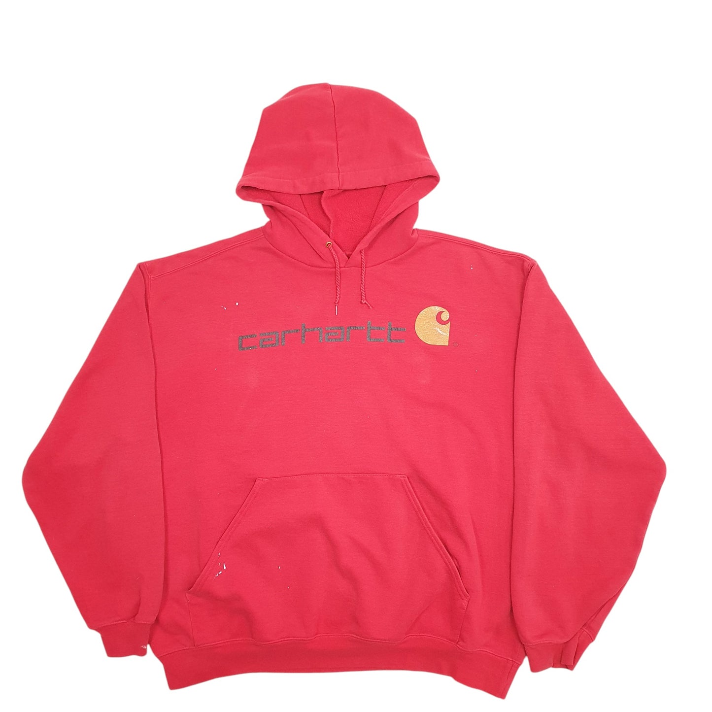 Mens Red Carhartt Spellout Hoodie Jumper