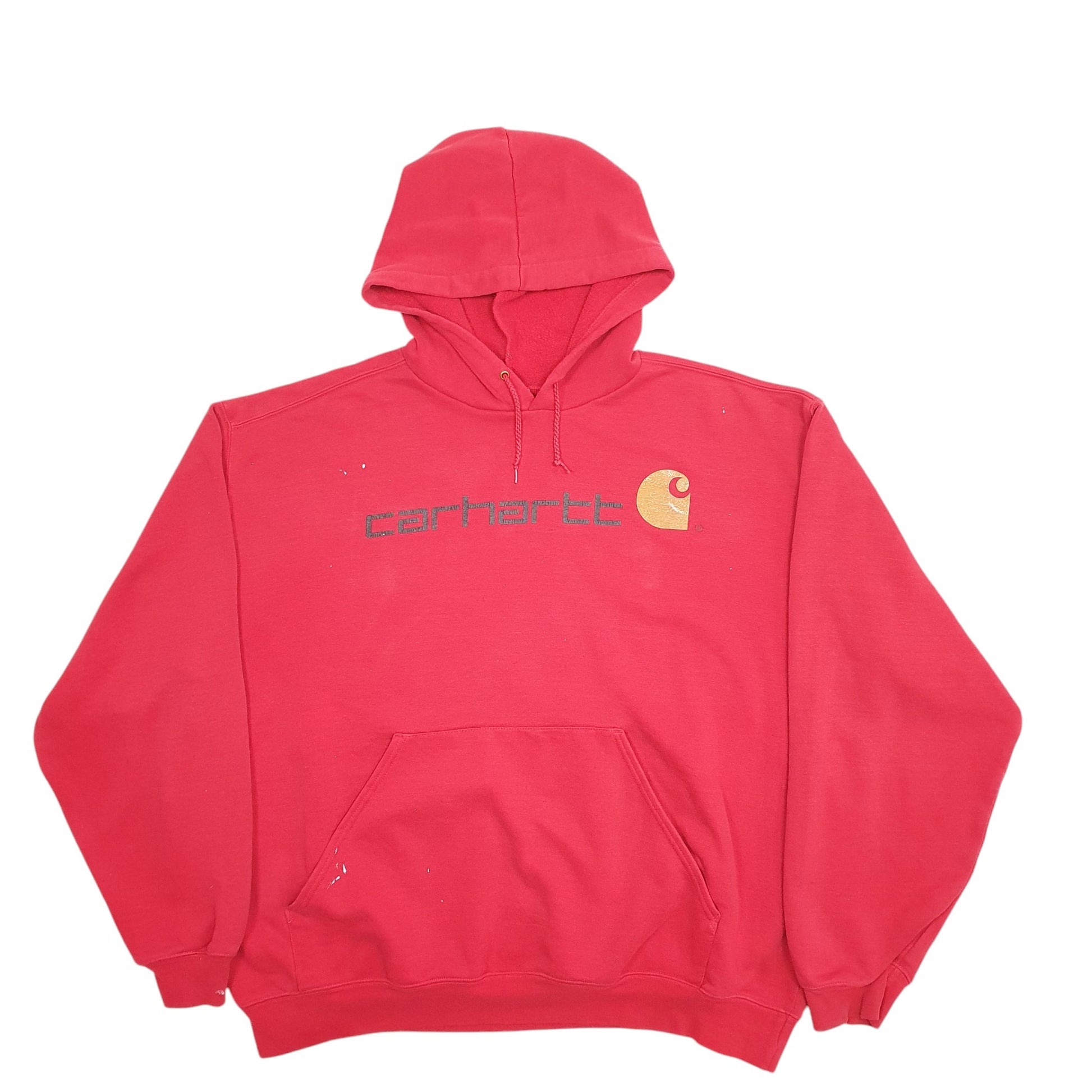 Mens Red Carhartt Spellout Hoodie Jumper