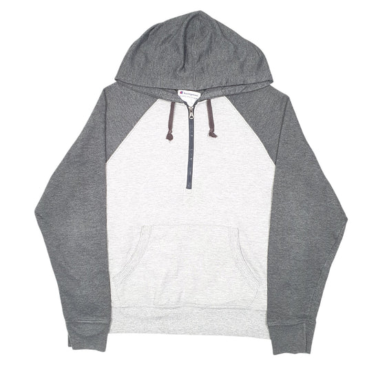 Womens Grey Champion Raglan Half Zip Hoodie Jumper