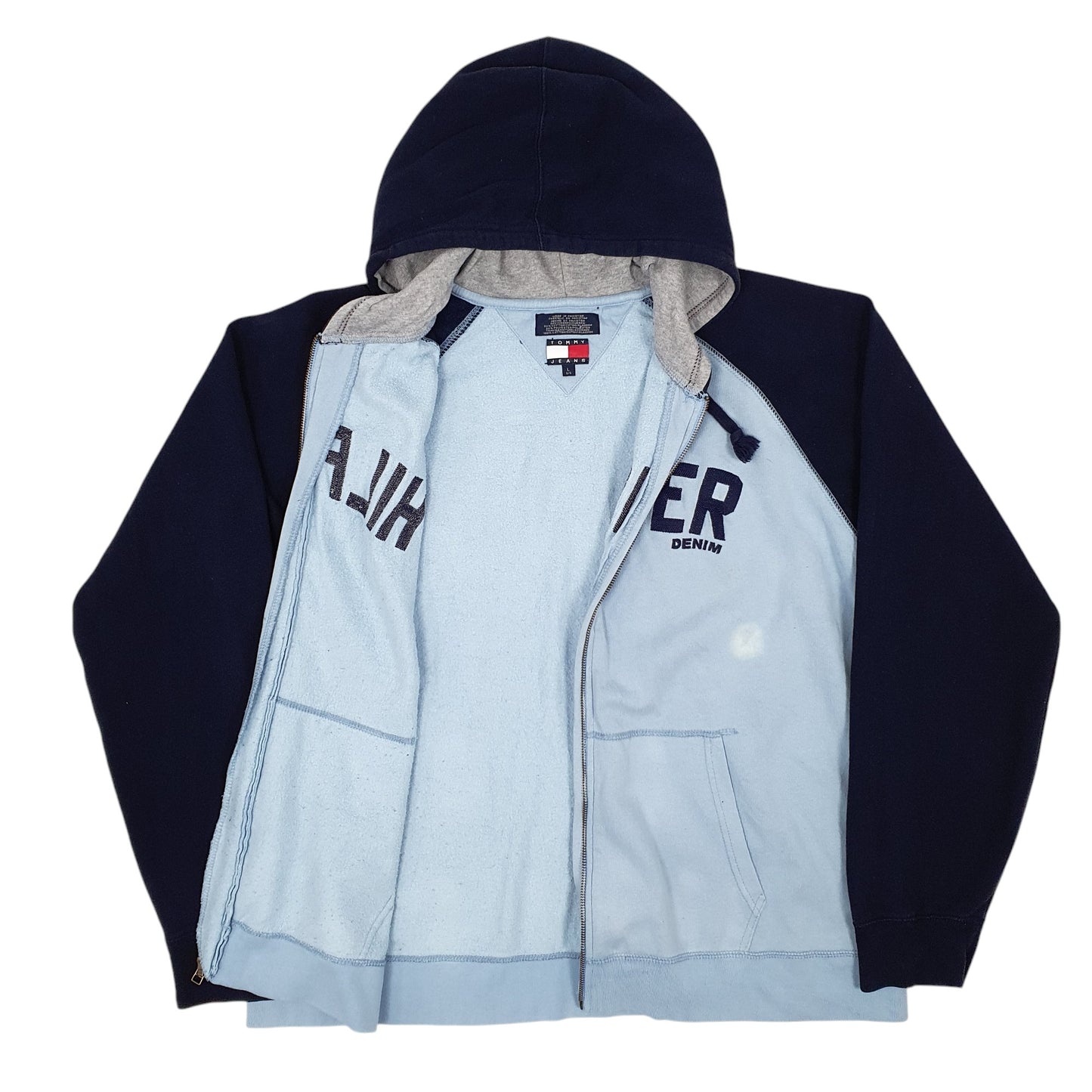 Mens Blue Tommy Hilfiger Spellout Full Zip Jumper