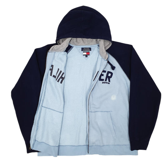Mens Blue Tommy Hilfiger Spellout Full Zip Jumper