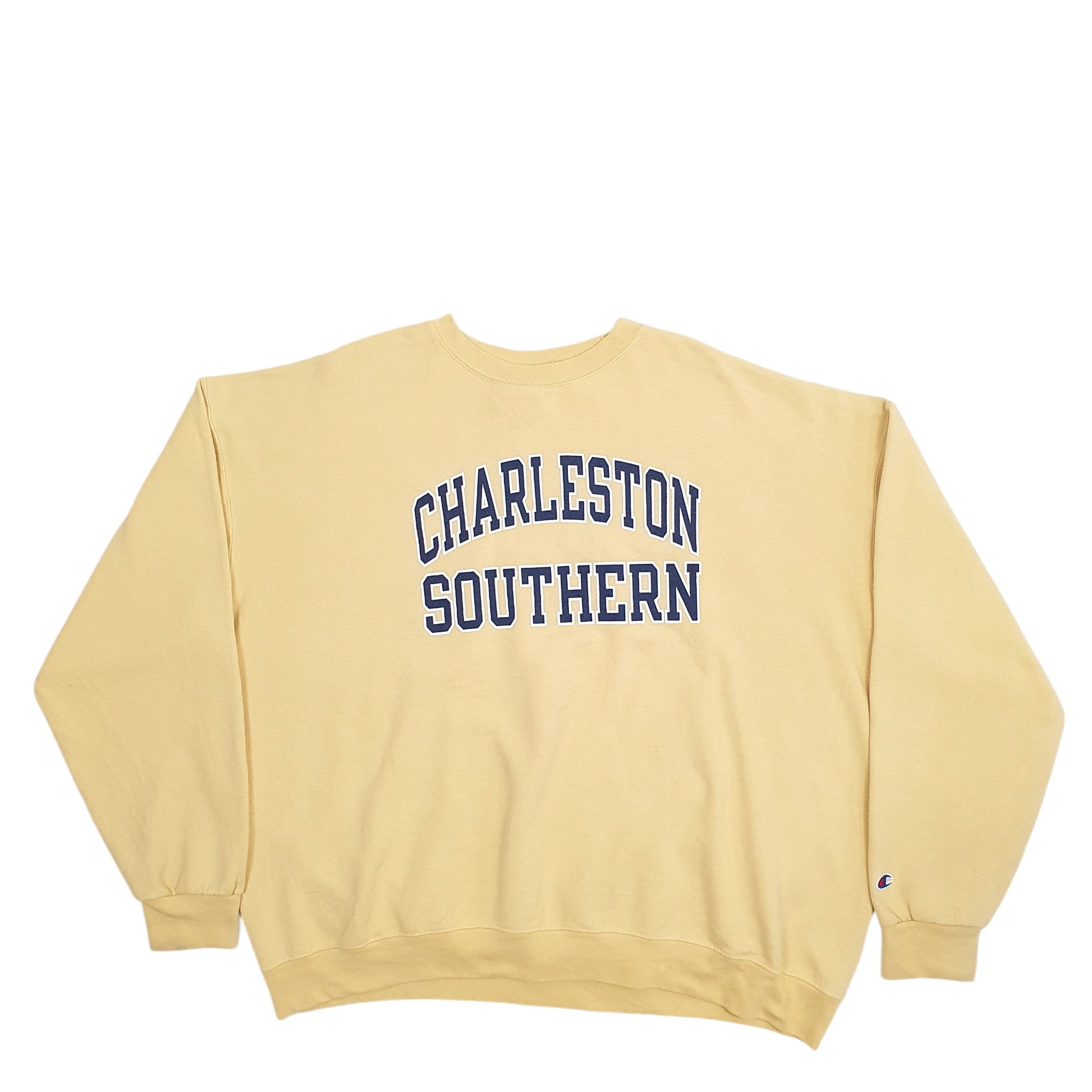 Mens Yellow Champion Charlestown Spellout Crewneck Jumper