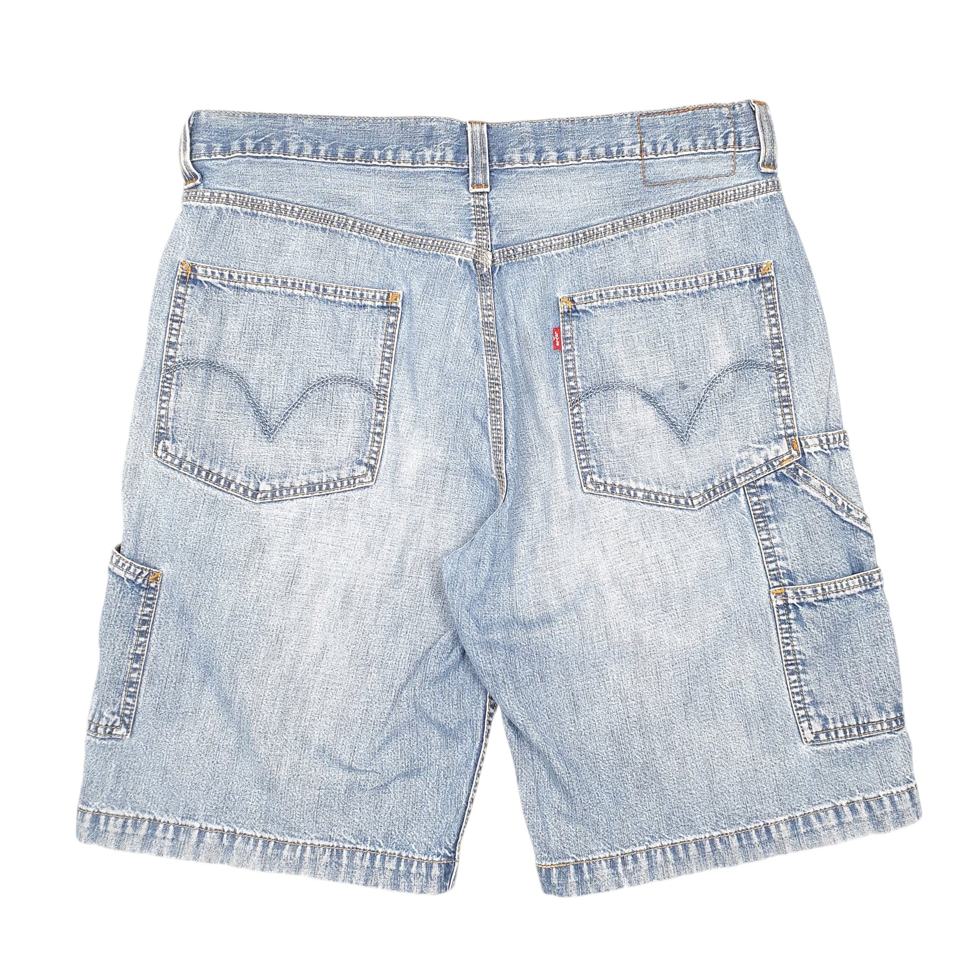 Mens Blue Levis Denim Jeans Jorts Baggy Carpenter Shorts