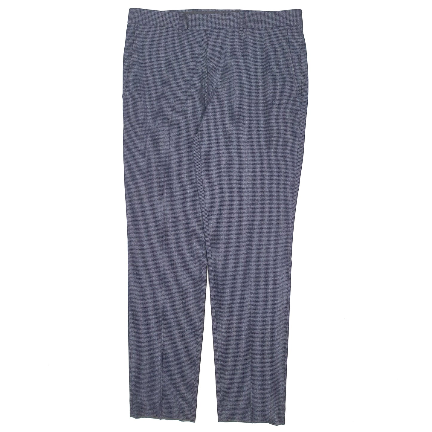 Mens Navy Moss Bros Houndstooth Formal Trousers