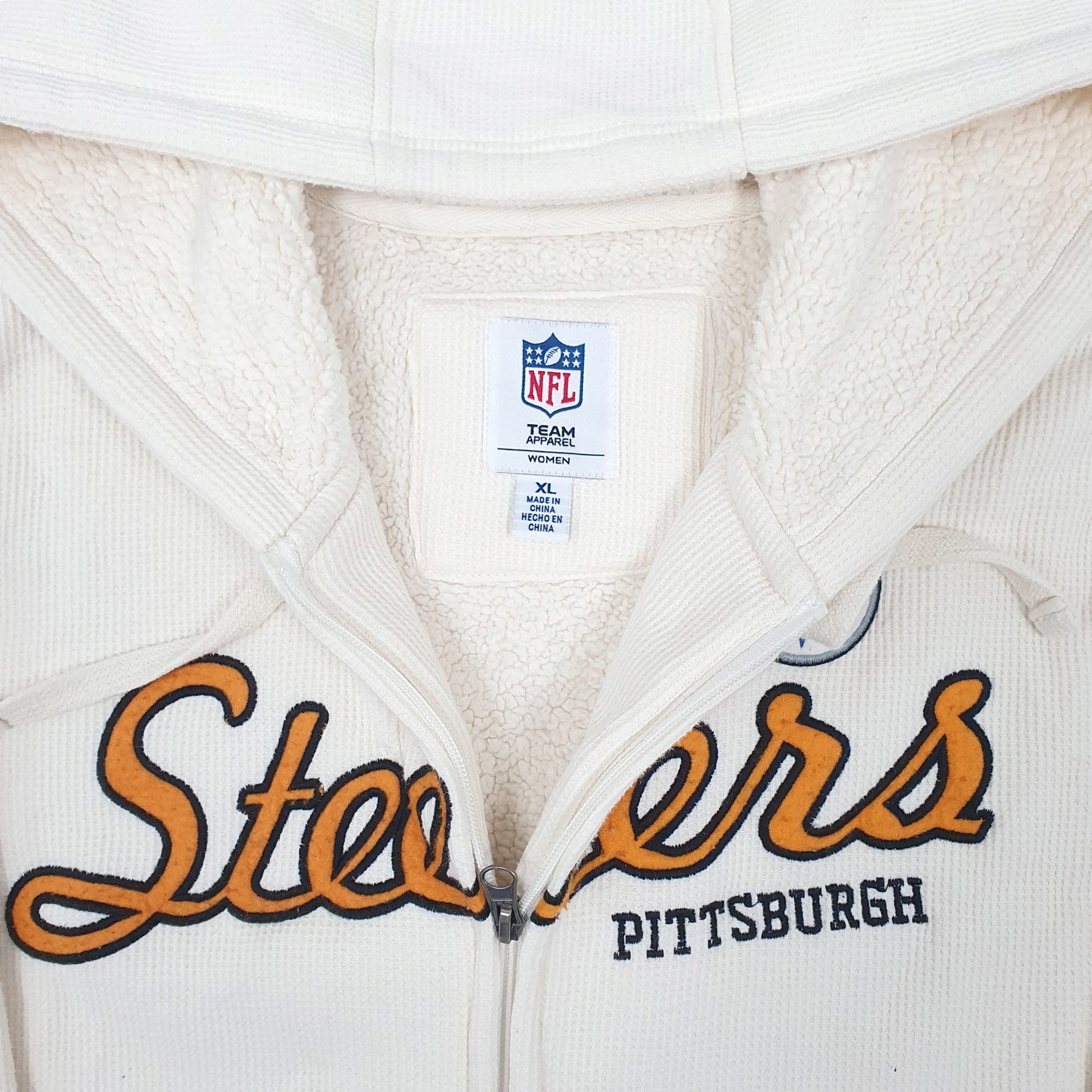 Womens Cream NFL Steelers Pittsburgh Full Zip Jumper