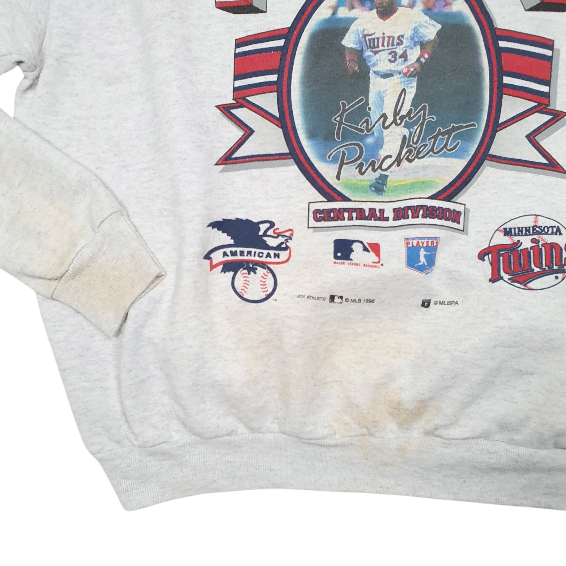 Mens Grey Sport Attack Vintage 1996 Minnesota Twins Baseball MLB USA Spellout Crewneck Jumper