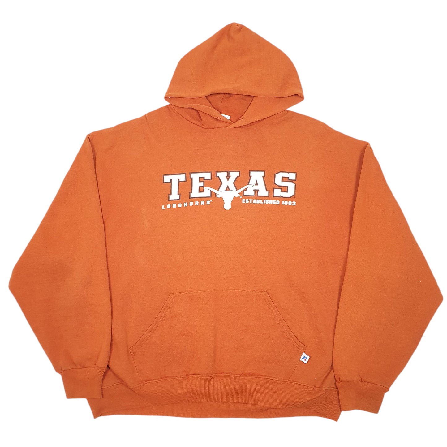 Mens Orange Russell Athletic Texas Longhorns American Football University USA Hooded Jumper