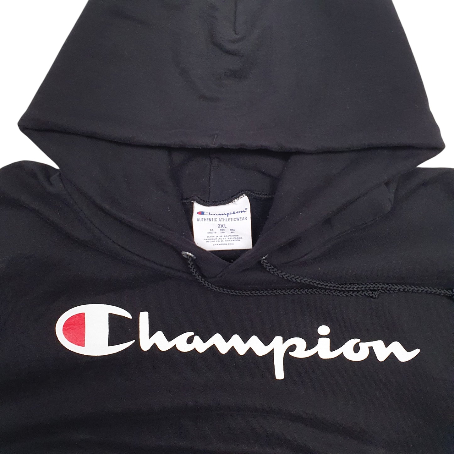 Mens Black Champion Spellout Hoodie Jumper