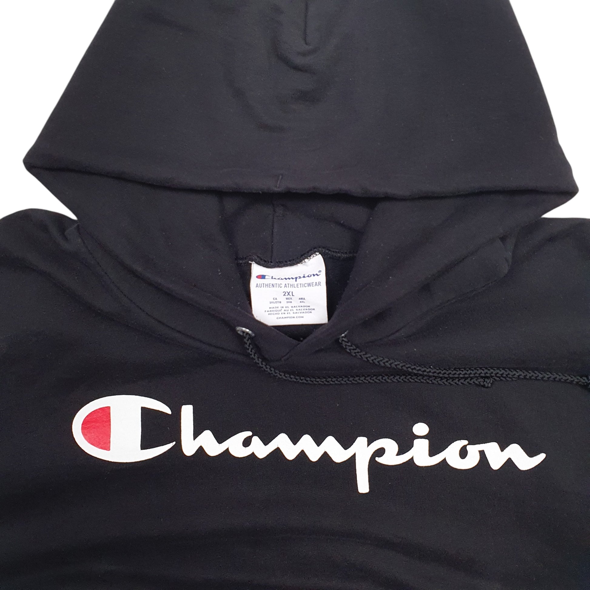 Mens Black Champion Spellout Hoodie Jumper