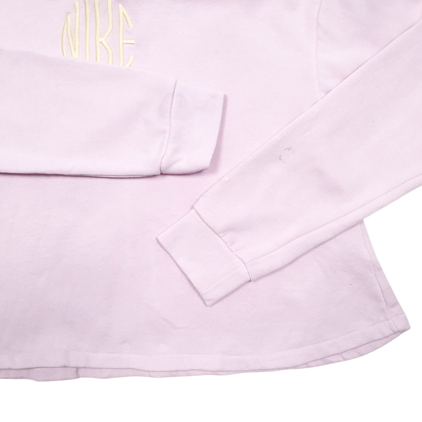 Womens Pink Nike Spellout Cropped Short Gym Workout Hoodie Jumper