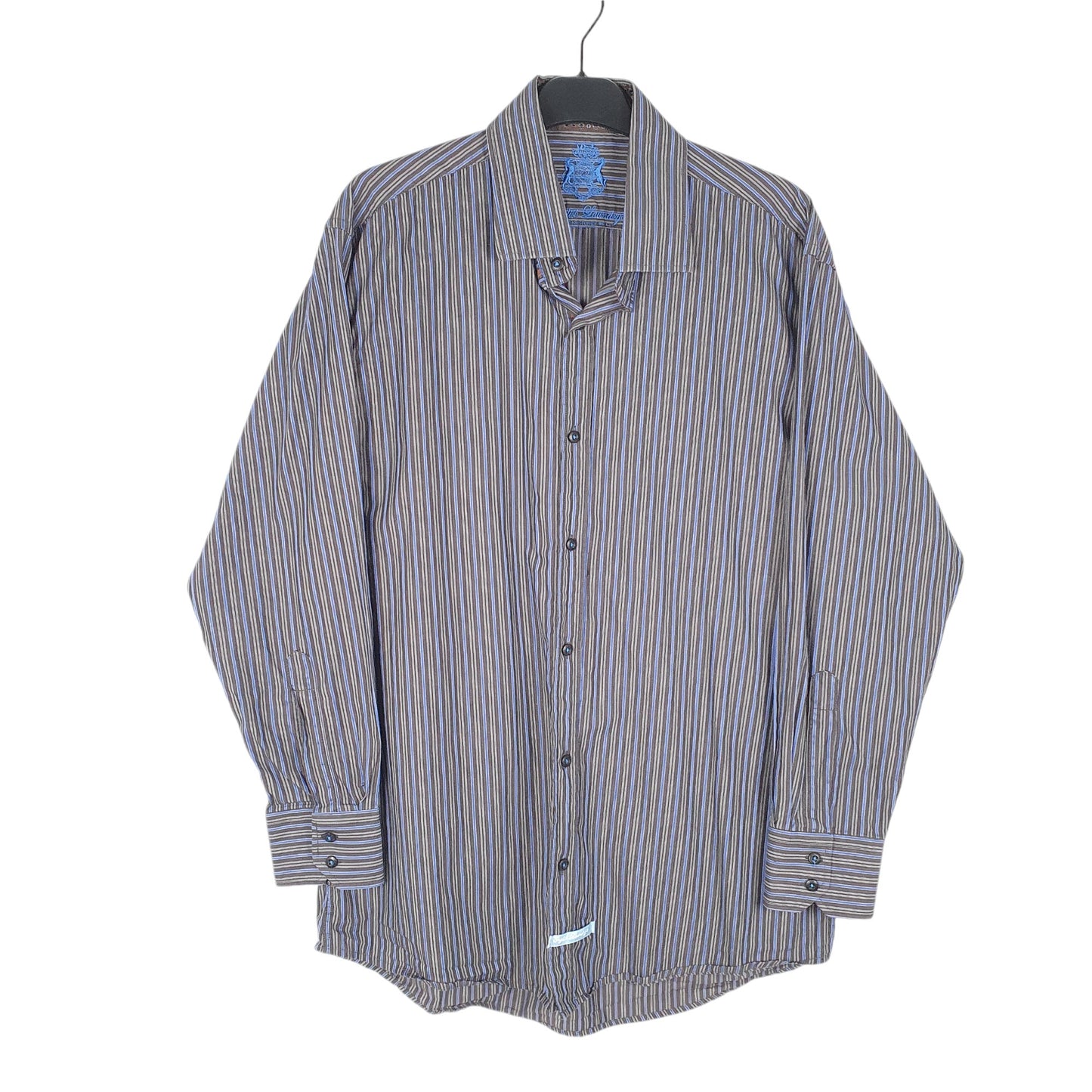 english laundry dress shirts English Laundry Dress Shirt Mens 18 Blue Purple Gingham Classic Long Sleeve