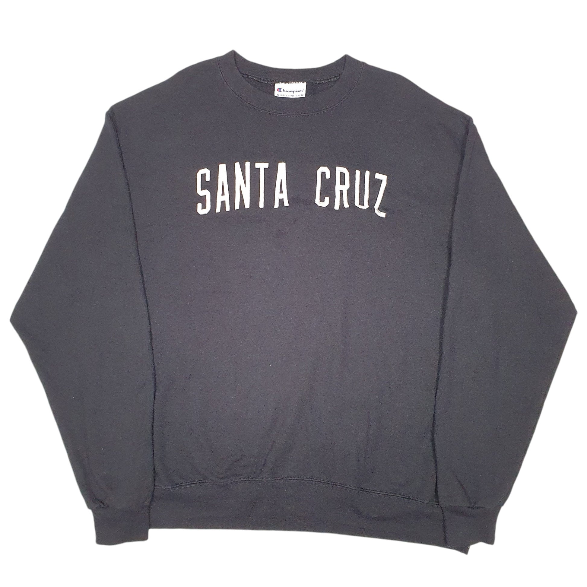 Mens Black Champion Santa Cruz USA Spellout Crewneck Jumper